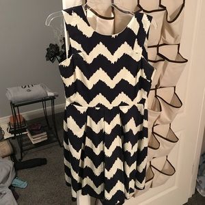 Navy and White Chevron Dress